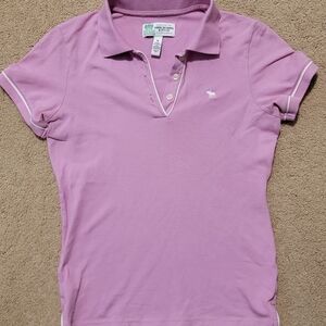 Vintage Y2K Abercrombie & Fitch Lavender Polo Shirt/Size Medium